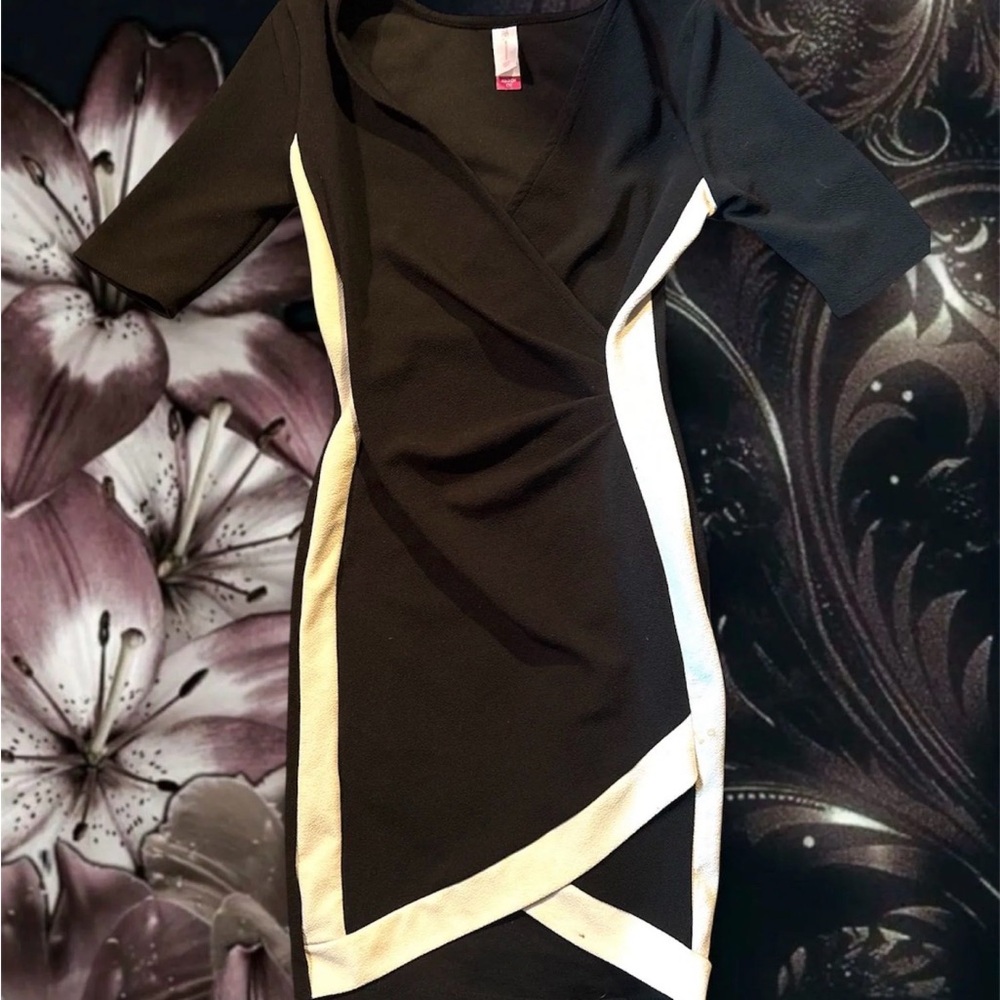 No Boundaries Black and White Midi Sheath Dress